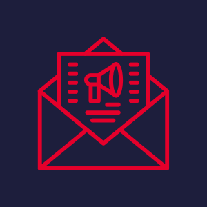 Briefumschlag-Symbol, das einen Newsletter mit den neuesten Werbeaktionen darstellt