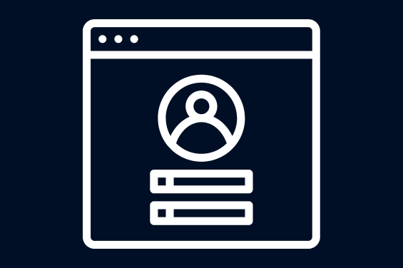 Symbol für Benutzerregistrierung mit Formularfeldern auf einer Website.
